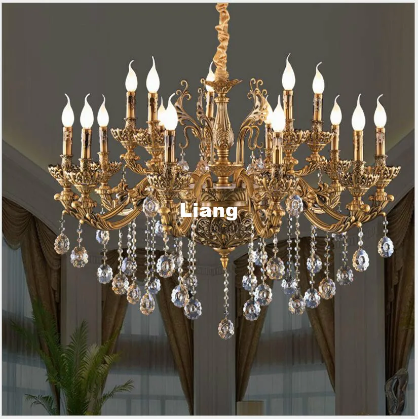 Европейский современный сплав K9 Хрустальная люстра античная латунная Подвесная