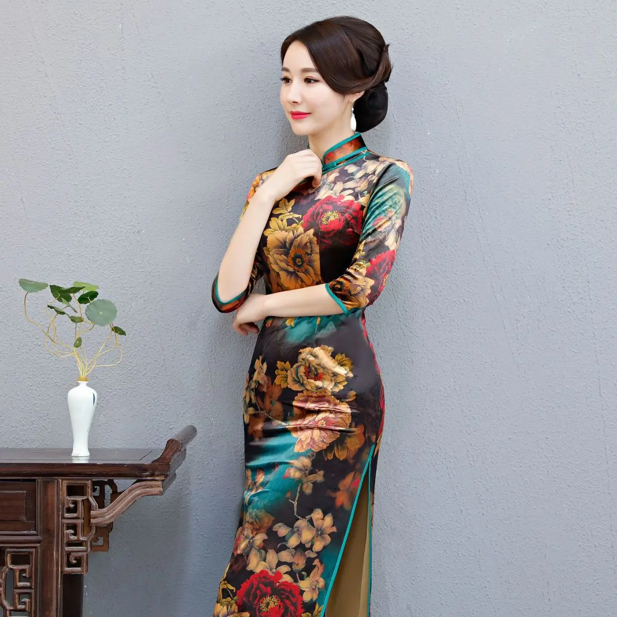 Традиционные китайские Вечерние платья Длинные Qipao Китай бархат зимний чеонгам свадебное платье плюс размер Chipao стиль Chinois Femme