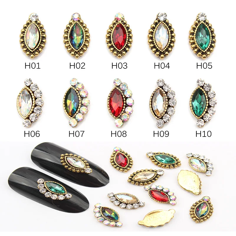 Adornos de Metal para uñas, gemas de cristal coloridas para manicura, abalorios de joyería para puntas de uñas, 20/50 unids/lote, gran oferta