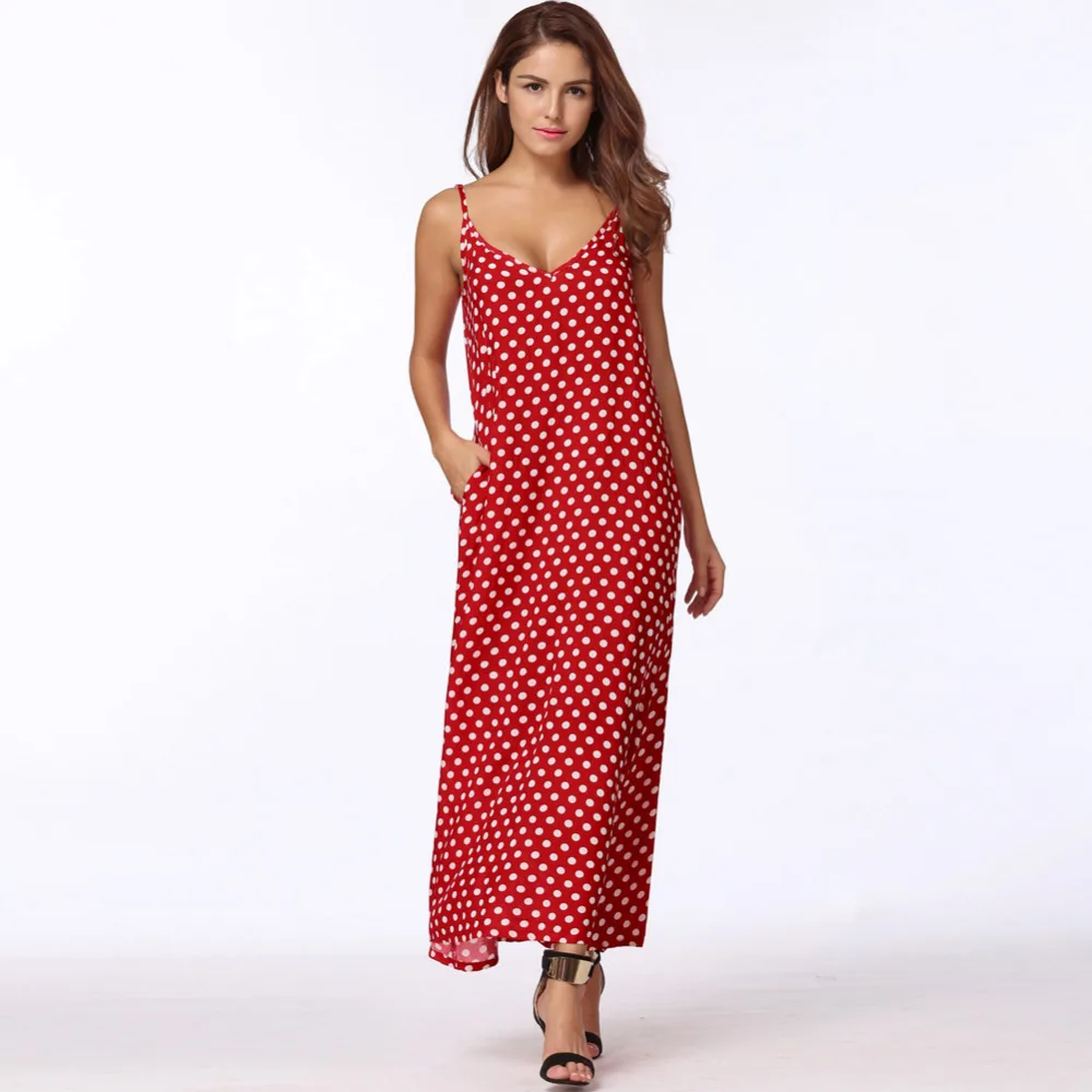 2020 Летняя женская обувь с узором в горошек платье v-образным вырезом без рукавов