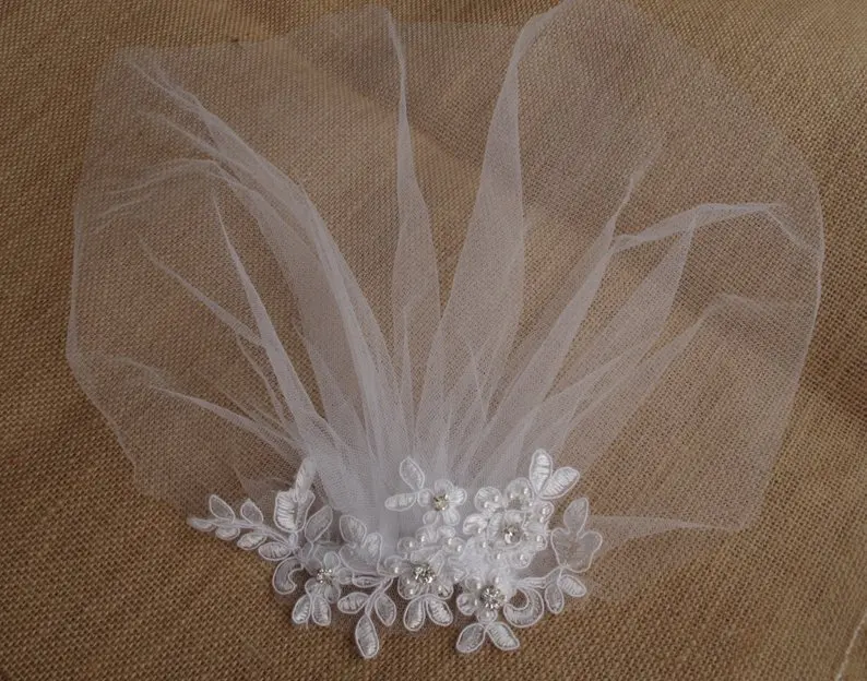 Белая свадебная вуаль для птиц румяна повязка на голову кружевная Вуалетка с