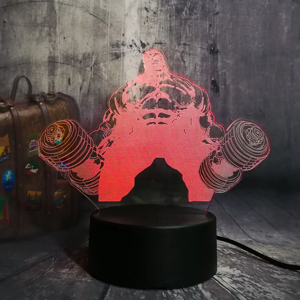 Lustre Новый 3D светодиодный Халк гантели Ночной светильник настольная лампа RGB 7