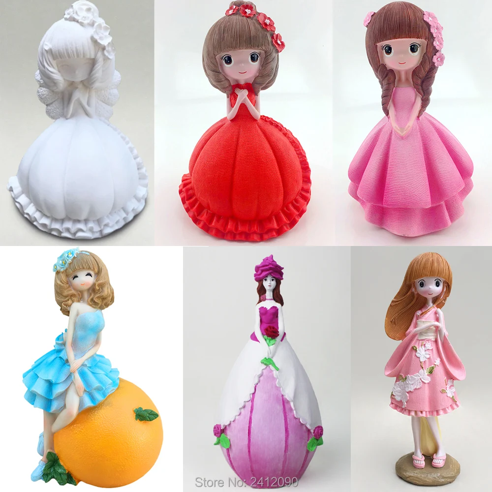 Принцесса ангел Hanfu девушки украшения формы глина гипсовая форма ремесла diy гипсовые фигурки рождественские подарки 3D Аниме силиконовые формы
