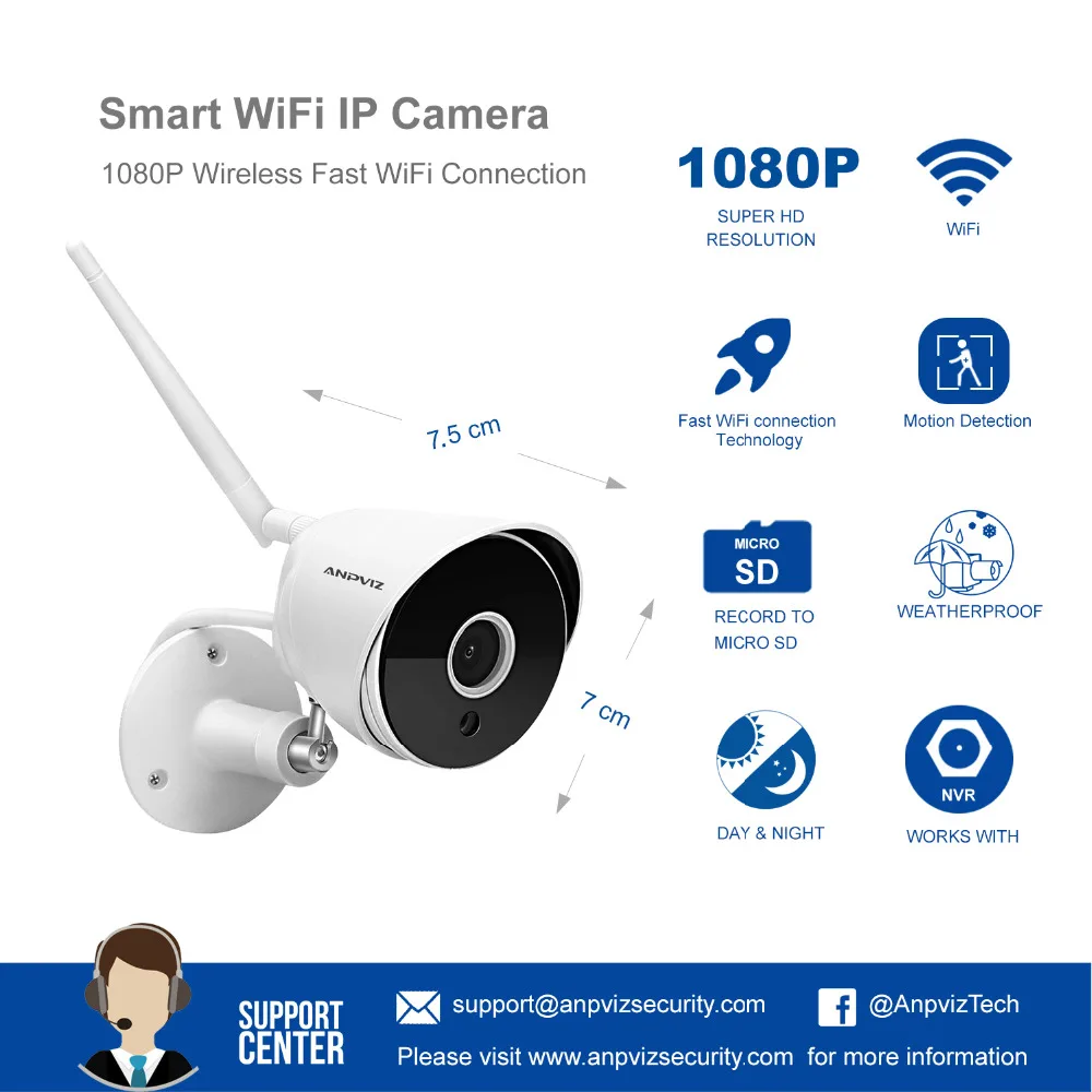 Anpviz HD 1080 P IP Камера Беспроводной Wi Fi Пуля Камара открытый Водонепроницаемый