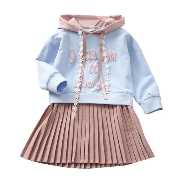 Baby Girl Princess Dress 2018 Autumn Winter Kids Girls Long Sleeve Hooded Sweatshirt pleated dress one-piece Clothes | Детская одежда и