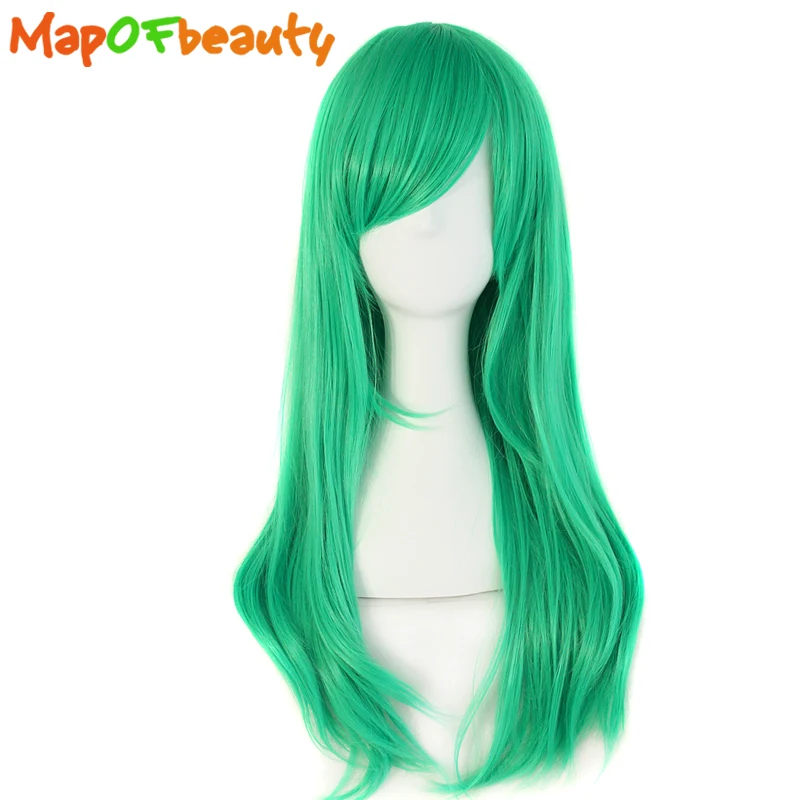 MapofBeauty 24 дюйма длинные кудрявые женские парики для косплея зеленый цвет