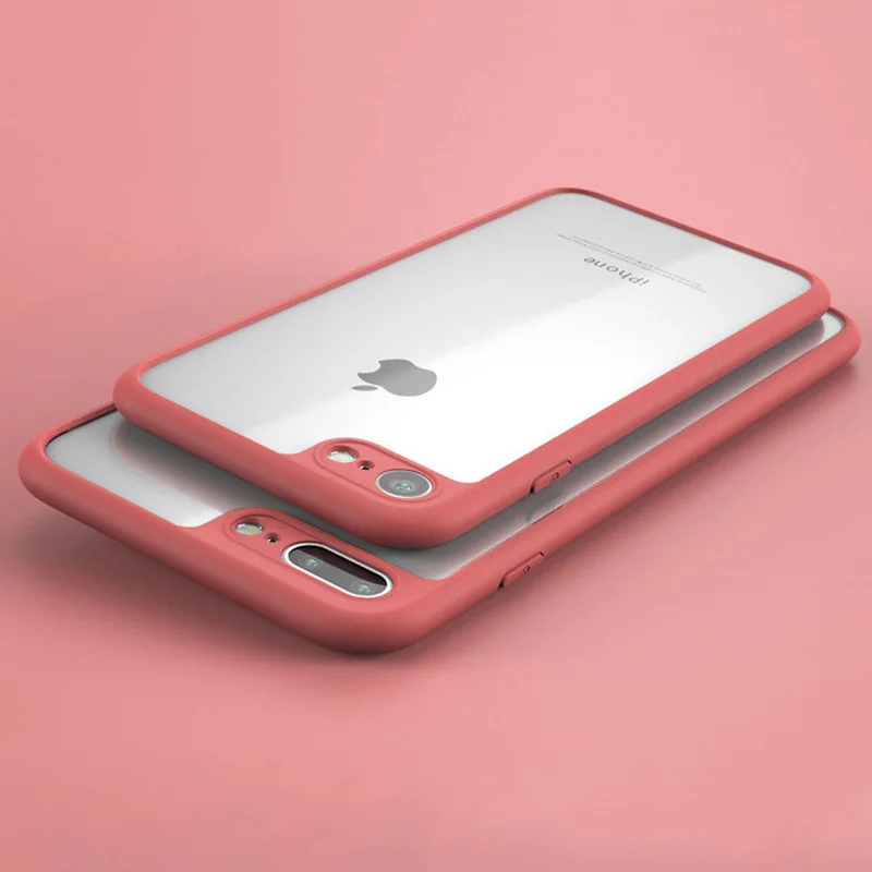 2017 New For iPhone X case transparent PC back+TPU frame soft cover for 8 8plus mobile phone coque accessories Capa |