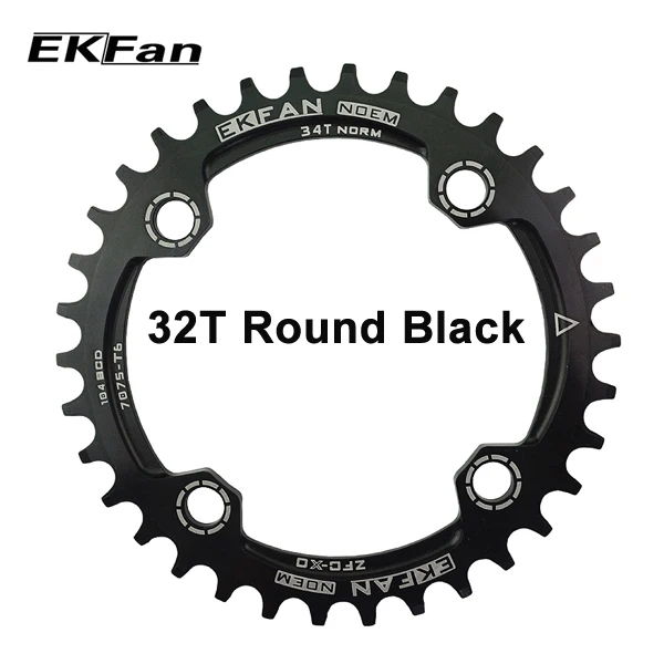 32T Round Black Новая велосипедная Звездочка EKFan 104BCD 32 T/34 T/36 T узкая широкая круглая овальная велосипедная Звездочка 7075-T6 MTB велосипедная круглая шатунная пластина - Цвет: 32T Round Black