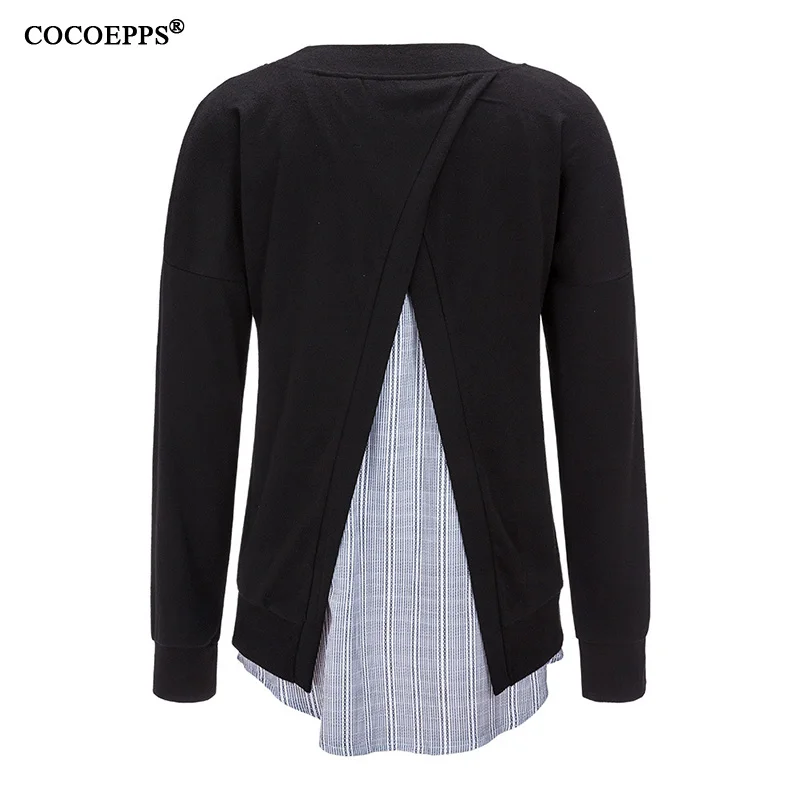 

Patchwork Women Sweatshirt Plus Size Tops Spring Femme Spring Sweatshirt XL Size Casual Black Big Size Women's Clothing 2019