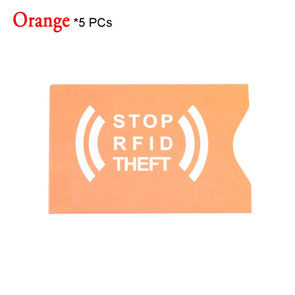 5pcs orange 2/5 шт. RFID алюминиевый Блокировка кредитной держатель для карт безопасности Система Анти-Вор для банковской карты Интеллектуальный Щит защиты считыватель Чехол-портмоне с отделением для карт чехлы - Цвет: 5pcs orange