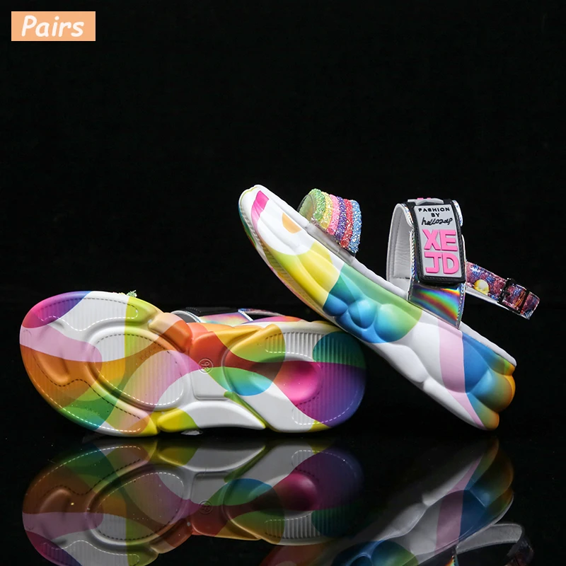 INS/яркие цветные босоножки на толстой платформе коллекция 2019 года летняя модная