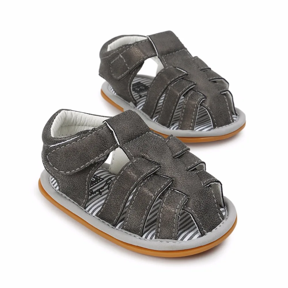Jongen Sandalen/ летняя обувь для маленьких мальчиков; сандалии; нескользящие пляжные сандалии для первых шагов; нескользящая обувь из искусственной кожи на мягкой подошве для детей ясельного возраста