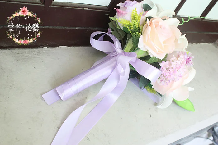 Букет De Mariee Блан розы фиолетовые Свадебные букеты водопад искусственные цветы