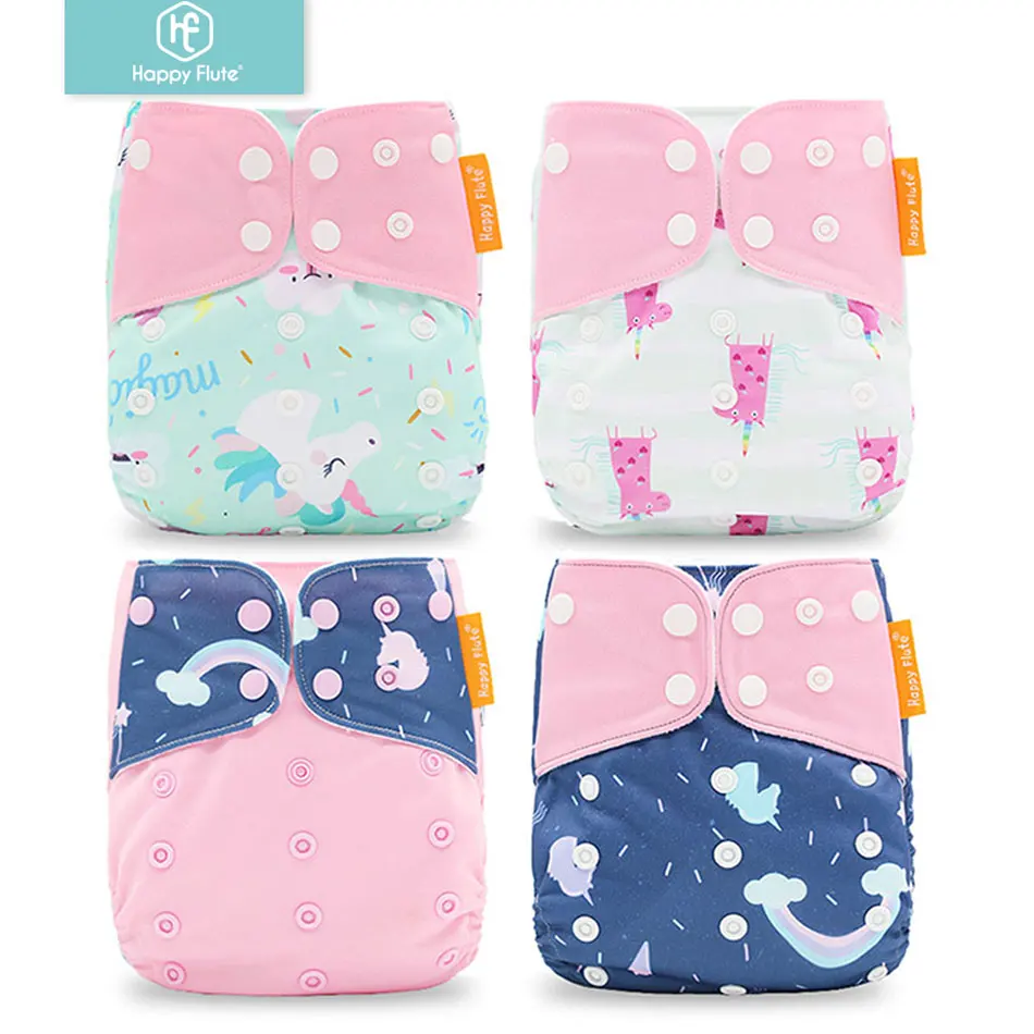 Happyflute wholesale price for 4pcs/set Washable Cloth Diaper Cover Adjustable Nappy Reusable Cloth Diapers