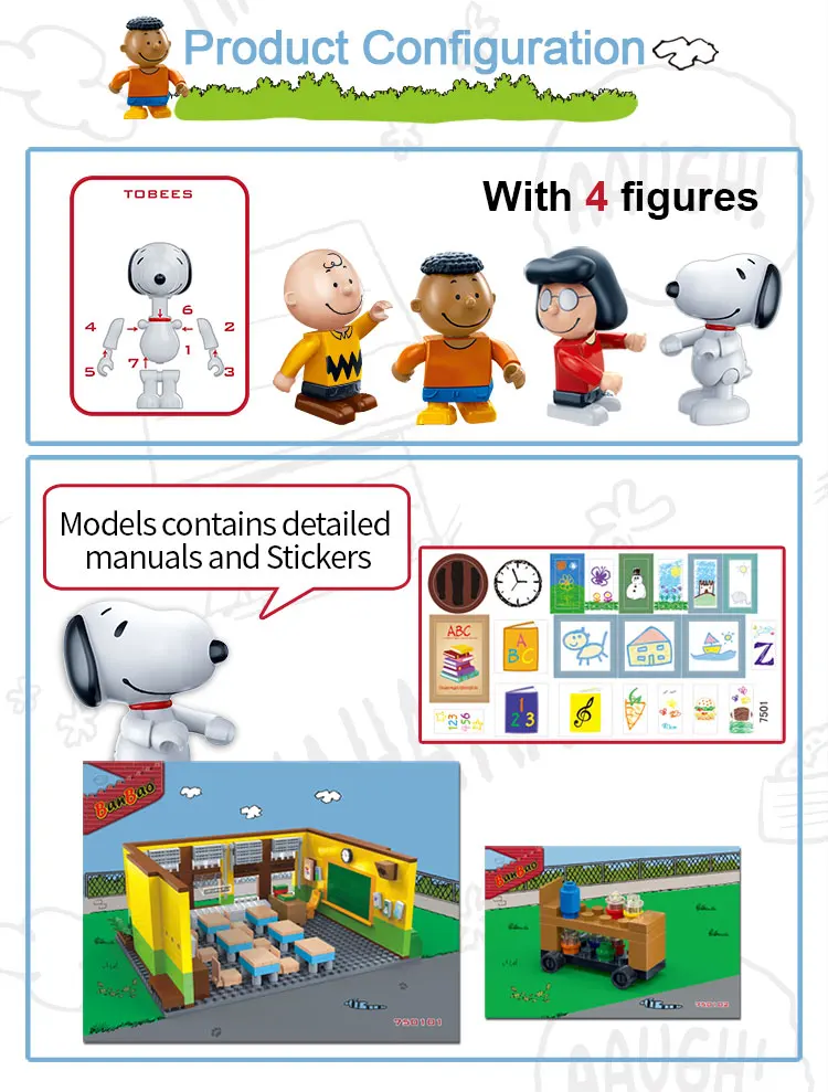 BanBao, горячая Snoopy, арахис, IP фигурка, пластиковые строительные блоки, игрушки для детей, обучающая модель, DIY Кирпичи, совместимый бренд