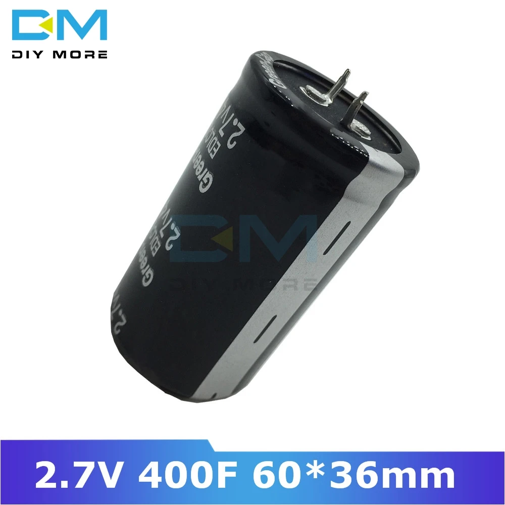 Diymore супер фарадный конденсатор с алюминиевой крышкой, 2,7 V 400F 60*36mm низкая ESR ультраконденсатор автомобильной Питание высокочастотный Diy Электронный