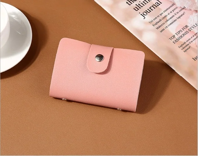 Style-B-pink Новинка, чехол для карт из искусственной кожи с функцией 24 бита, бизнес-держатель для карт для мужчин и женщин, сумка для кредитных карт, ID, паспорта, карт, кошелек H088 - Цвет: Style-B-pink