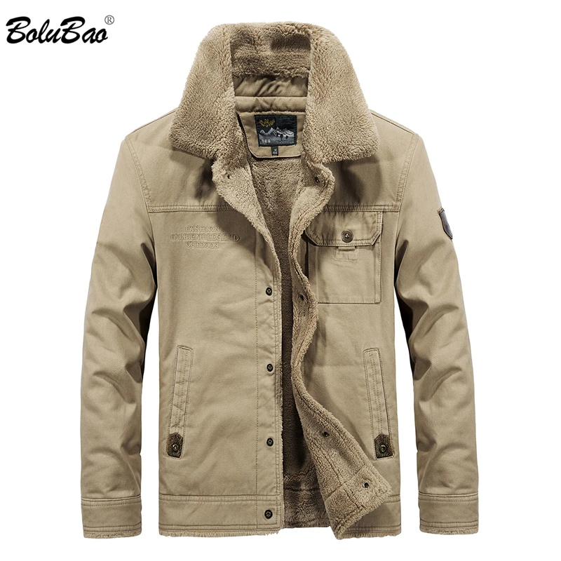 BOLUBAO Men Brand Bomber Jacket Winter Men's Air Force Pilot MA1 Jackets Fleece Fur collar Army Tactical Mens Outerwear Thick | Мужская