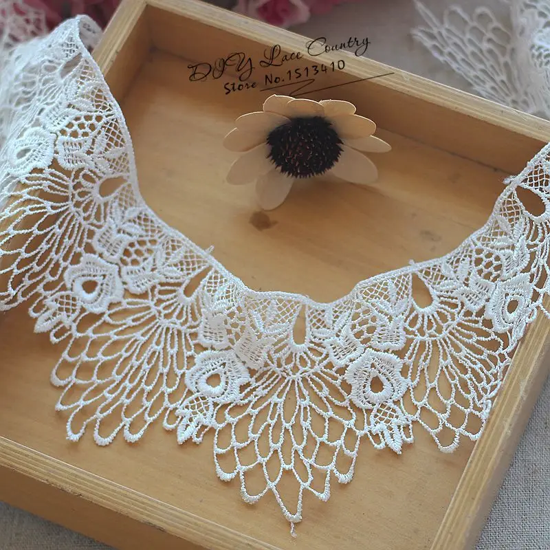 2yds/партия кружевное платье с перьями и кружевной отделкой из белого венозного