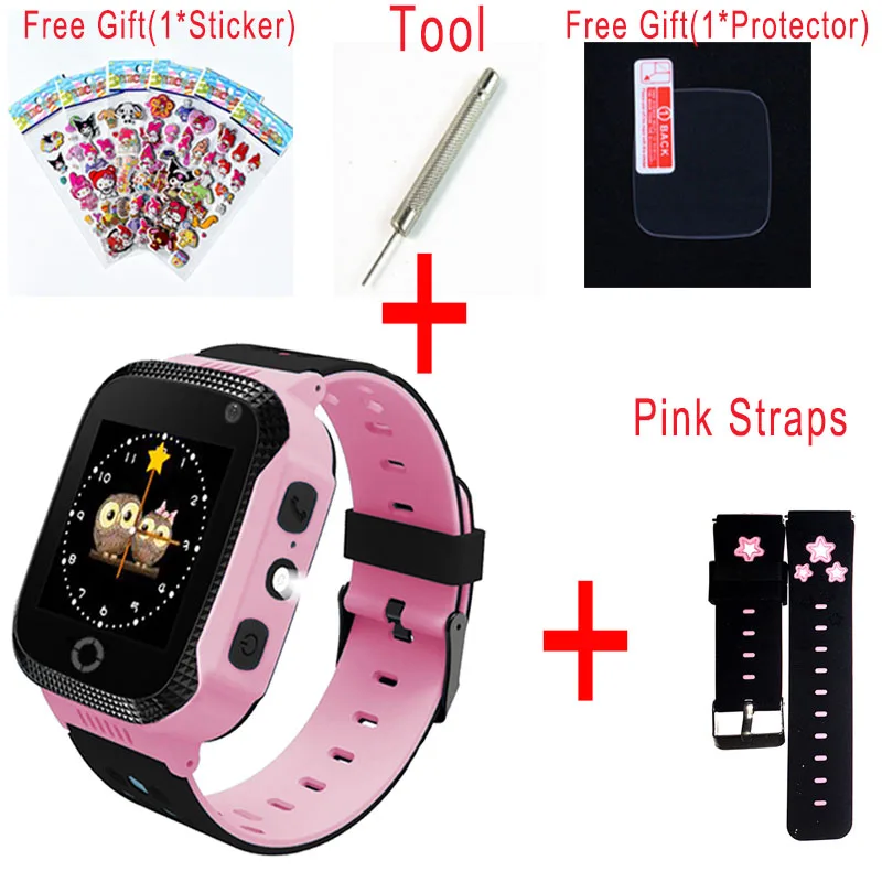 Pink with Strap Q528 Y21 Q42 gps Детские Смарт-часы с камерой и фонариком детские часы SOS устройство обнаружения вызова трекер ребенок безопасный vs Q750 Q100 - Цвет: Pink with Strap