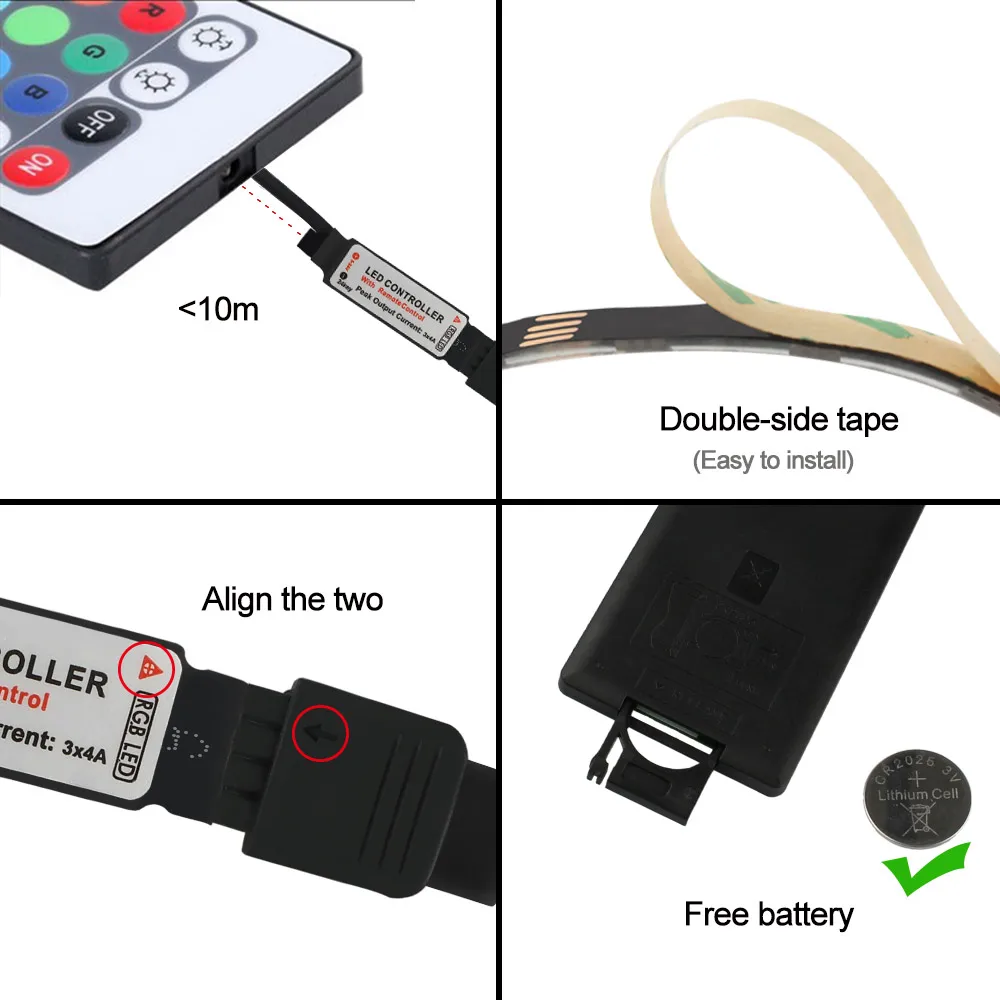 Светодиодная лента RGB с питанием от USB 5 В 60 светодиодов/м 5050 водонепроницаемая