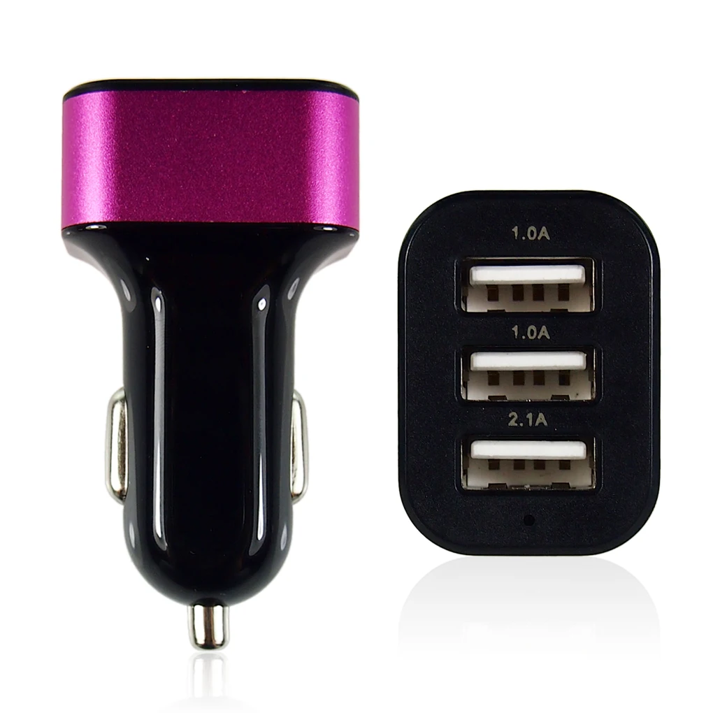 1 pcs Portable 3 port USB Car Charger AC adapter for iphone Samsung mobile phone tablet 5 colors retail/wholesale | Мобильные