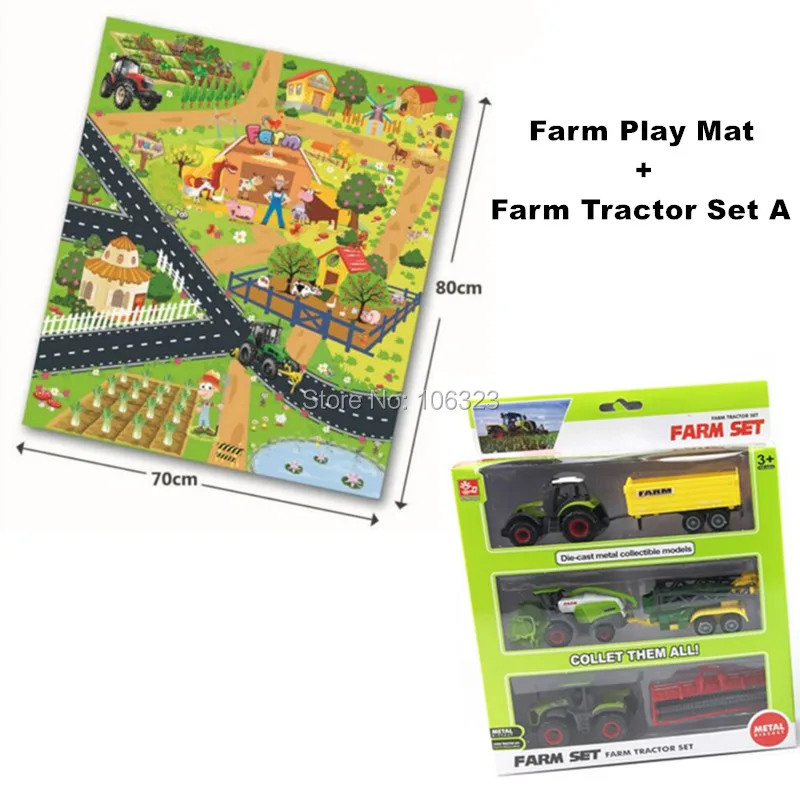 FW412A Play Mat-STP Литые под давлением фермерские игрушечные транспортные средства, литые под давлением металлические коллекционные модели автомобилей, сельскохозяйственные тракторы плантаторы трейлеры игровой набор, собрать их все - Цвет: FW412A Play Mat-STP