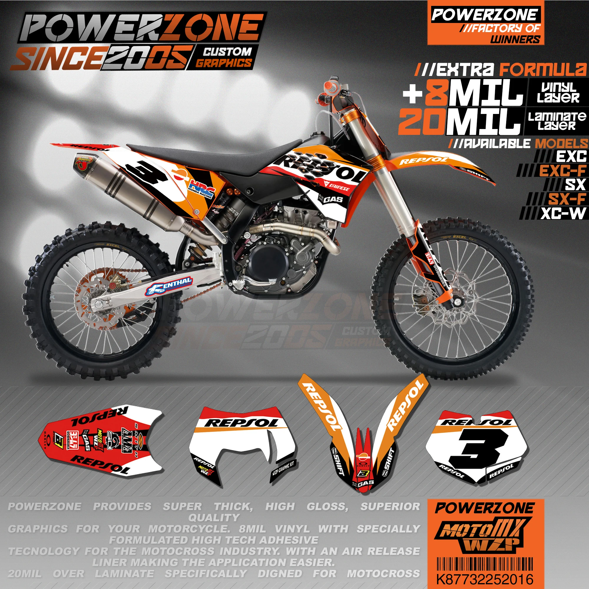 Персонализированные графические фоны PowerZone Team наклейки 3M Набор наклеек для KTM SX SXF