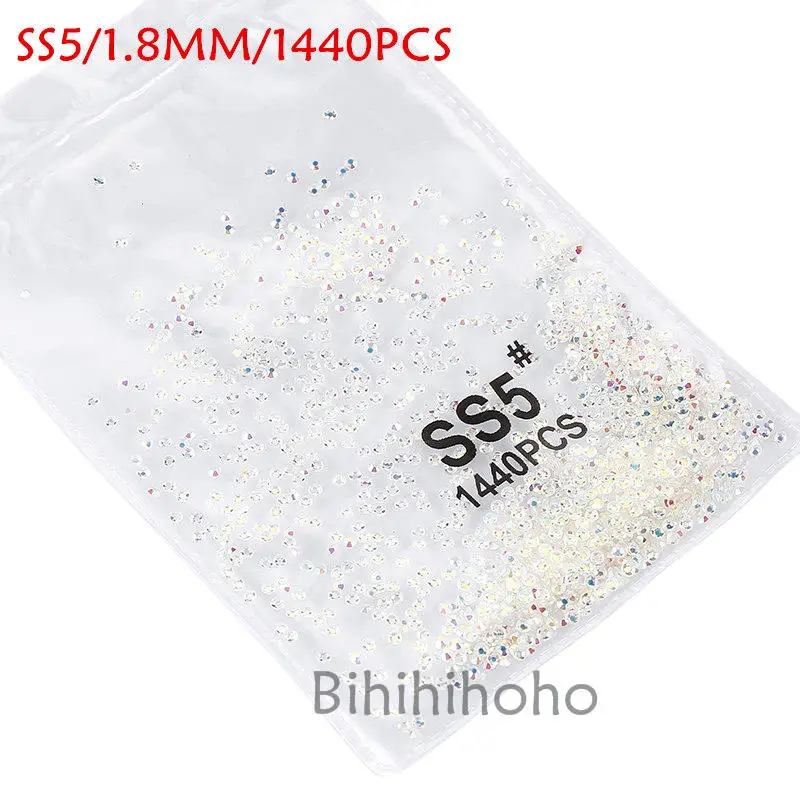 clear ab ss5 SS3-SS8 1440 шт. с плоской задней поверхностью для маникюра кристаллы, стразы для дизайна ногтей, 3d-украшения для ногтей DIY Стекло драгоценные камни AB прозрачные украшения - Цвет: clear ab ss5