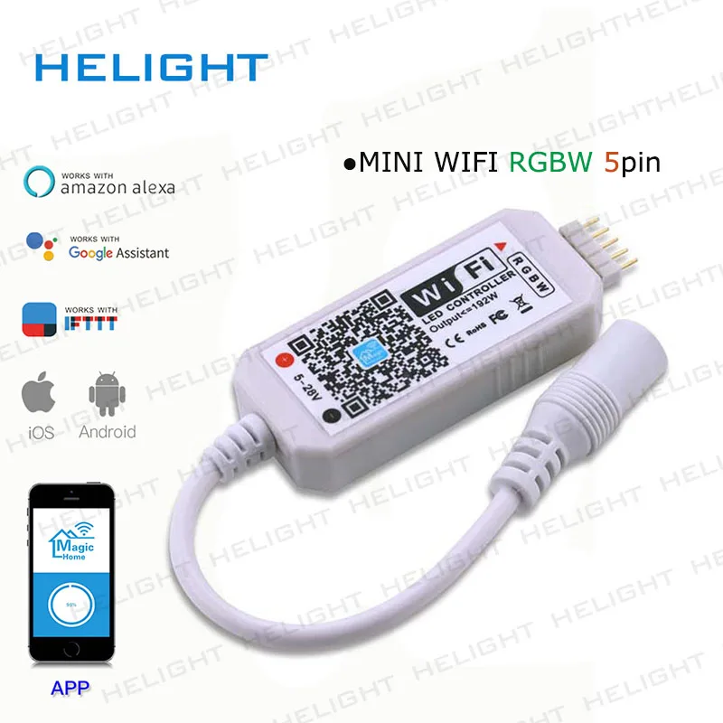 DC12-28V мини wifi RGB/RGBW контроллер полосы музыкальный контроллер Amazon Alexa Google домашний телефон wifi контроллер для полосы светильник