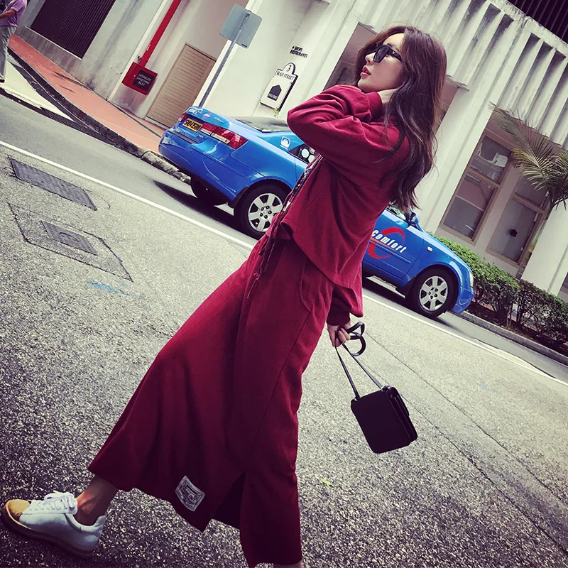 2019 Азия Мода трендовая одежда цвета Бордо Дамский весенний осенний повседневный