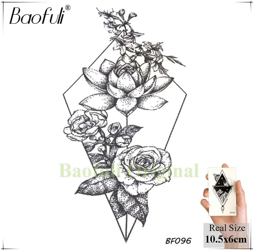 BBF096 Baofuli океанская волна боди-арт тату геометрический треугольник временная татуировка черная поддельная Татуировка Forset Алмазная горная Галактика для женщин и мужчин - Цвет: BBF096