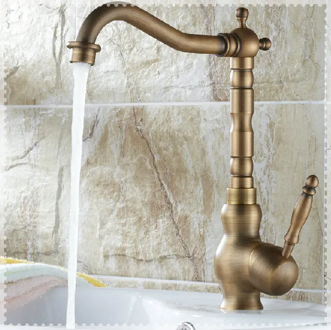 Tall antique brushed brass Kitchen faucet basin sink long spout mixer tap terneira torneira | Обустройство дома