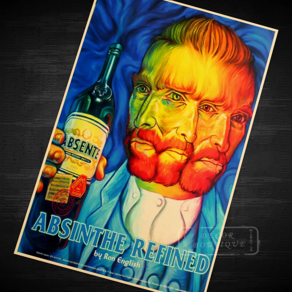 Absinthe рафинированная Картина Ван Гога винтажный Ретро плакат с крафт покрытием