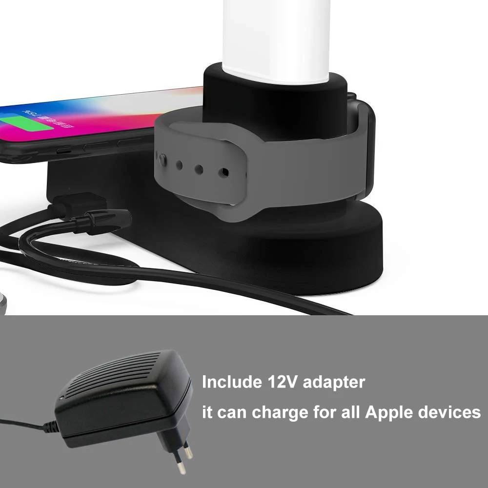 ETIMGA Быстрая зарядка стенд для iPhone XS Max XR X 8 AirPods Apple Watch 4 3 2 Qi Беспроводная