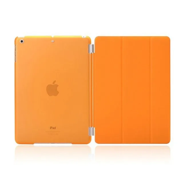 RYGOU Case for iPad mini 1 2 3 Tri-fold Smart Solid Color Ultra Slim PU Leather Transparent Back Cover case |