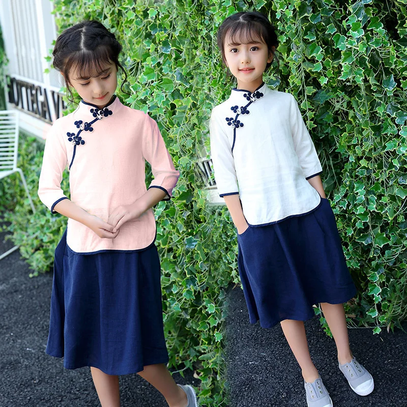 Детская одежда этнический костюм летняя 2017 года из двух предметов таможня Тан