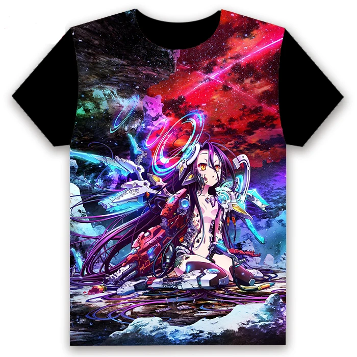 

Fashion Men's T-shirt Anime NO GAME NO LIFE Sora Shiro Cosplay Casual Short Sleeve Unisex Black Tee Tops Summer Customize