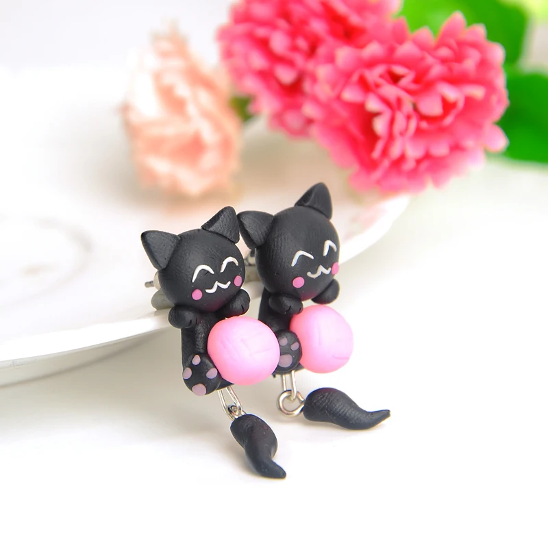 Одна пара модные персонализированные серьги из полимерной глины для женщин