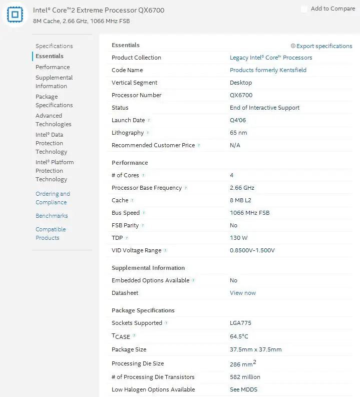 Процессор Intel Core 2 Extreme QX6700(2,66 ГГц/8 Мб/четырехъядерный/FSB 1066) настольный LGA 775