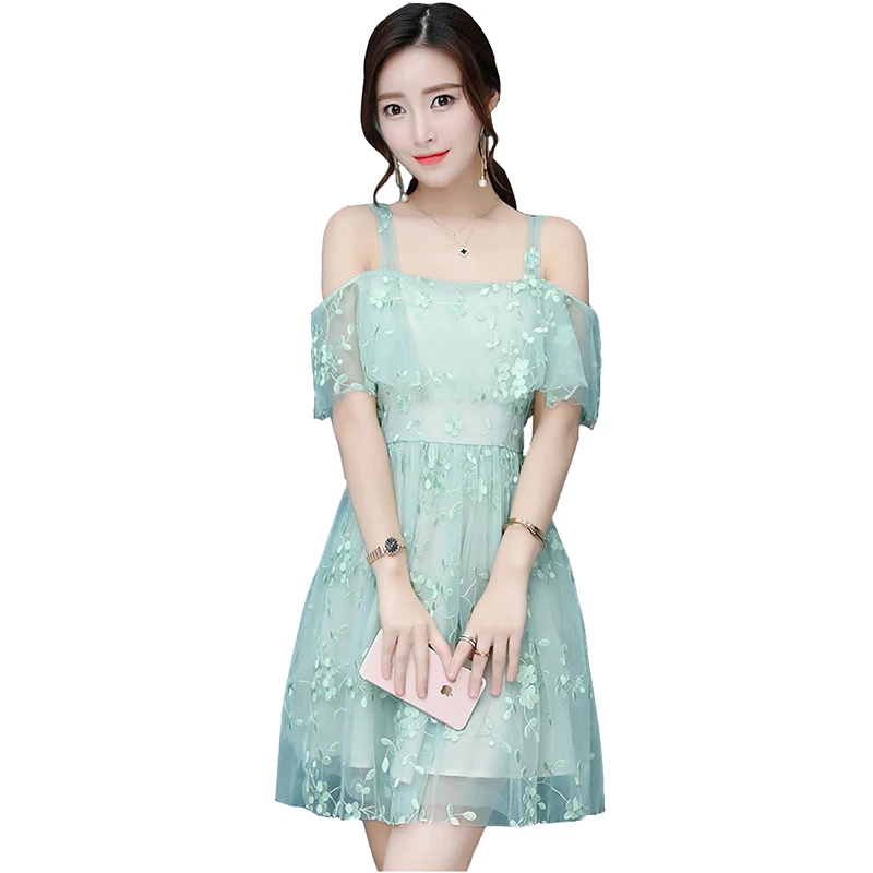 

Женское Сетчатое кружевное шифоновое платье, элегантное облегающее платье мини с высокой талией, модель H648 на лето, 2019