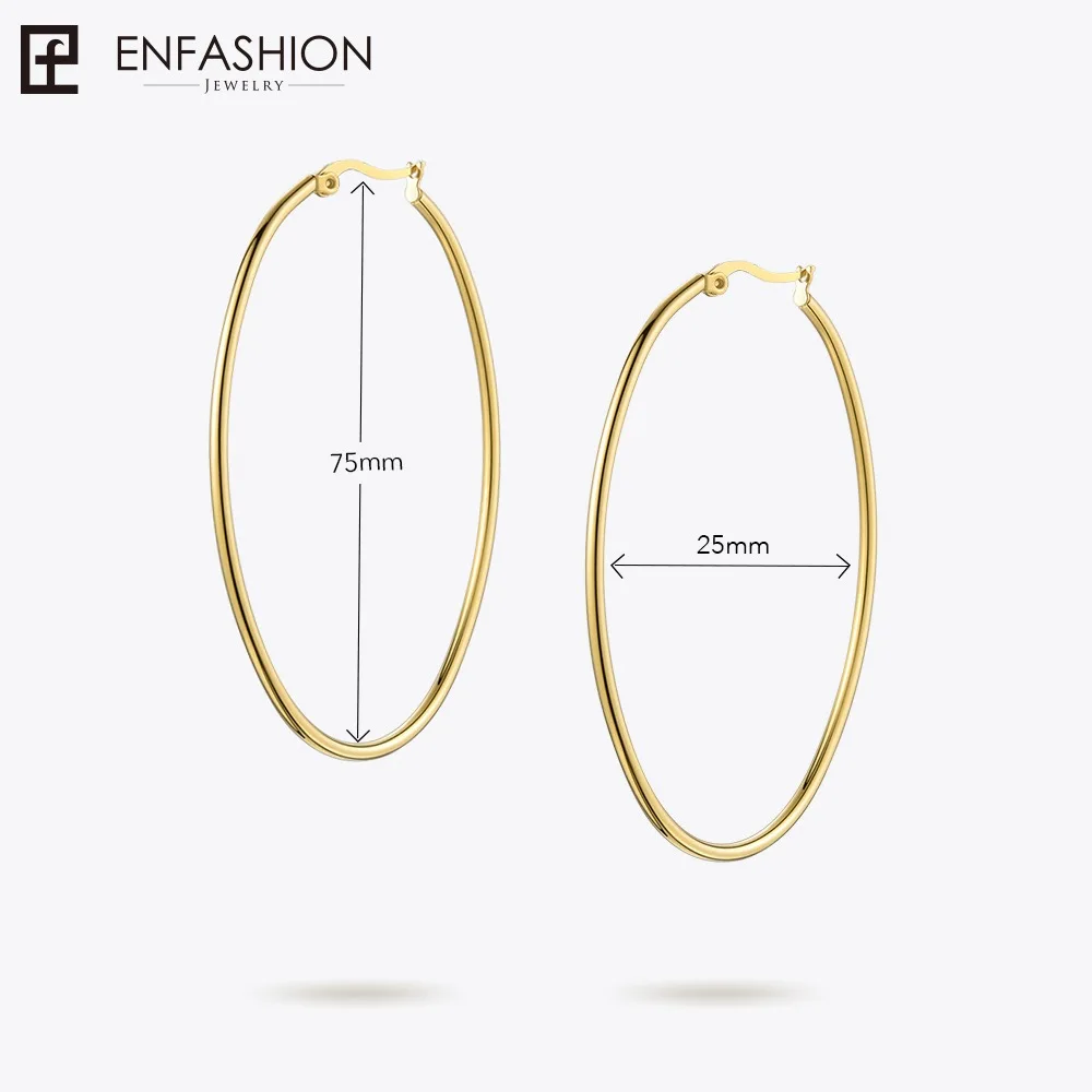 Enfashion, большие серьги-кольца, золотой цвет, тонкая линия, серьги из нержавеющей стали, круглые серьги для женщин, ювелирное изделие