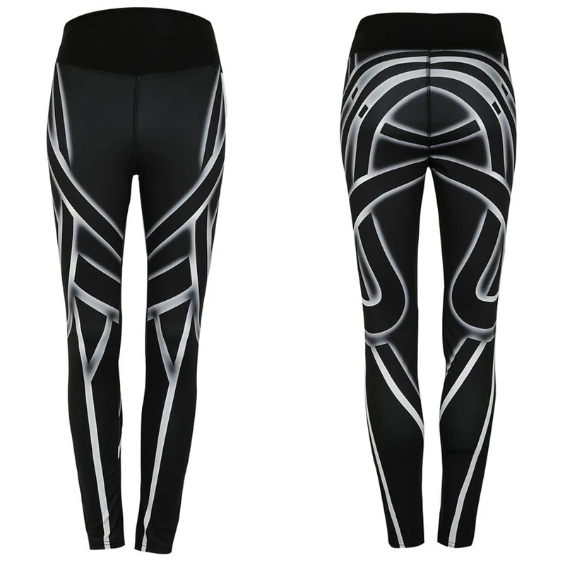 Stretch Leggings Breathable Fitness Pant Workout Push Up Hip For Women Shiny Striped Capri Leggins Lift Squat Casual Strip line
