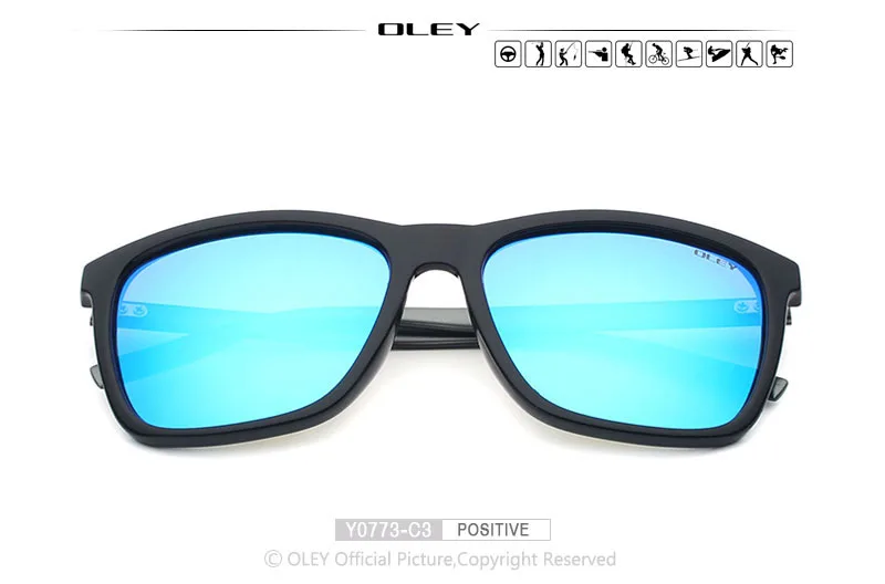 Y0733 C3 BOX OLEY Алюминий Магний+ R90 Модные солнцезащитные очки для мужчин и женщин поляризационные Квадратные Солнцезащитные очки для вождения zonnebril dames - Цвет линз: Y0733 C3 BOX
