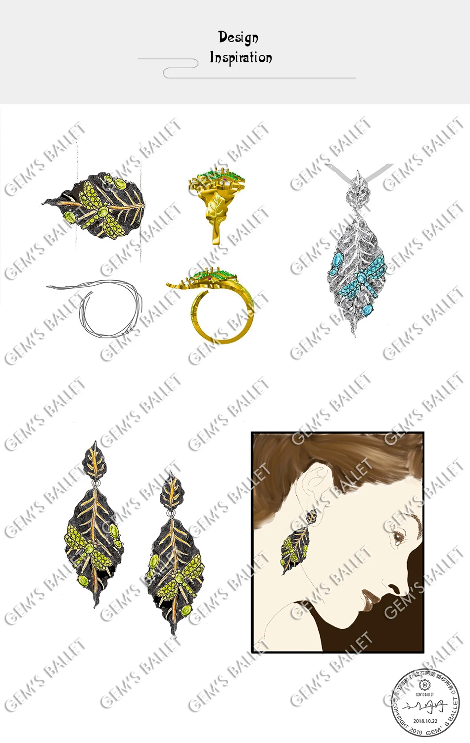 GEM'S BALLET 0.78Ct натуральный Швейцарский Голубой Топаз кольца ювелирные изделия 925 пробы серебро ручной работы Стрекоза лист кольцо для женщин Bijoux