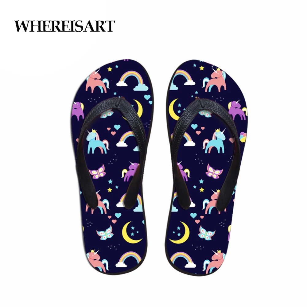 Женские Вьетнамки WHEREISART пляжные шлепанцы на плоской подошве с 3D принтом