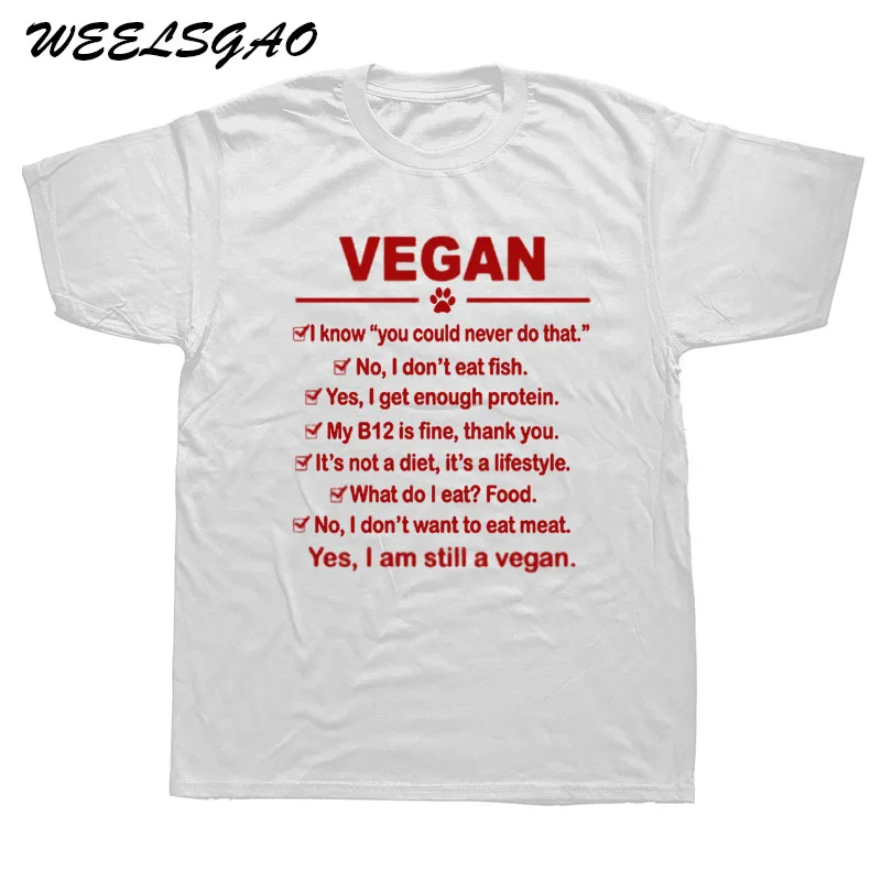 white WEELSGAO, новая модная брендовая одежда для мужчин, Vegan I Am Still A Vegan хлопковые футболки с коротким рукавом - Цвет: white