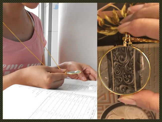 Функциональное простое золотое и серебряное увеличительное стекло для