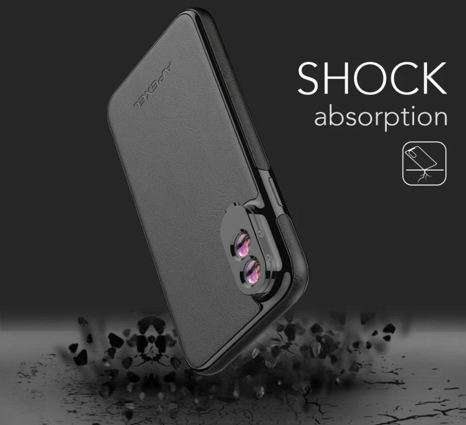 APEXEL супер маленький объектив для iPhone XS Max 2в1 широкоугольный телеобъектив для макросъемки с объективом из искусственной кожи защитный чехол для телефона