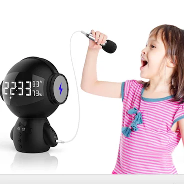 with data display Мини Портативный мультфильм робот Bluetooth динамик s беспроводной приемник музыкальная стереоколонка плеер Домашний офис с будильником - Цвет: with data display